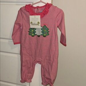 Trotter Street Kids Red Striped Holiday Footie